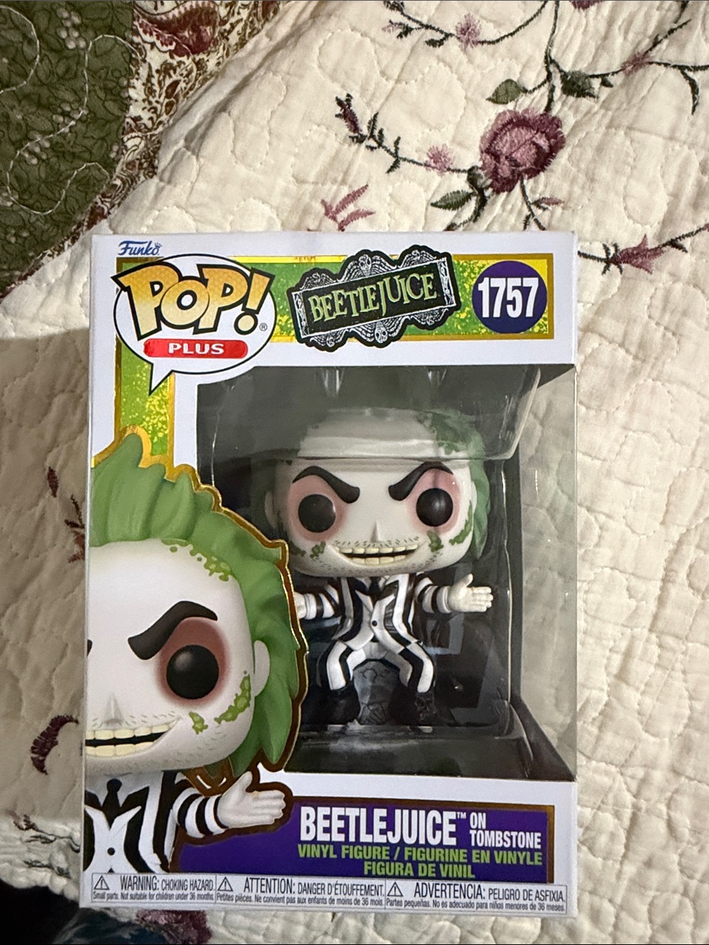 Pop plus Beetlejuice on tombstone vinyl figure number 1757 by Funko new in box